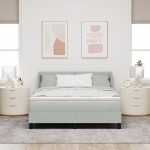 Pat cu saltea vidaXL, gri deschis, 140x200 cm, catifea Pat cu saltea vidaXL, gri deschis, 140x200 cm, catifea