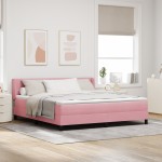vidaXL Pat cu Saltea cu Arcuri Negru 100x200 cm Catifea cu saltea Roz vidaXL Pat cu Saltea cu Arcuri Negru 100x200 cm Catifea cu saltea Roz