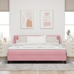 vidaXL Pat cu Saltea cu Arcuri Negru 100x200 cm Catifea cu saltea Roz vidaXL Pat cu Saltea cu Arcuri Negru 100x200 cm Catifea cu saltea Roz