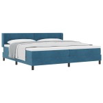 Pat box spring vidaXL cu saltea albastră închisă 200x200 cm din catifea Pat box spring vidaXL cu saltea albastră închisă 200x200 cm din catifea