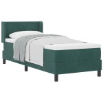 vidaXL Pat cu Saltea cu Arcuri Negru 100x200 cm Catifea Verde închis