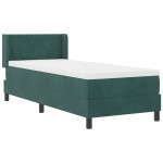 vidaXL Pat cu Saltea cu Arcuri Negru 100x200 cm Catifea Verde închis