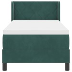 vidaXL Pat cu Saltea cu Arcuri Negru 100x200 cm Catifea Verde închis