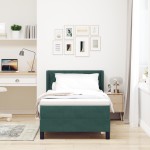 vidaXL Pat cu Saltea cu Arcuri Negru 100x200 cm Catifea Verde închis vidaXL Pat cu Saltea cu Arcuri Negru 100x200 cm Catifea Verde închis