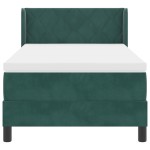vidaXL Pat cu Saltea cu Arcuri Negru 100x200 cm Catifea Verde închis