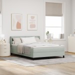 Pat cu saltea Box Spring vidaXL Gri deschis 140x190 cm Catifea