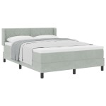 Pat cu saltea Box Spring vidaXL Gri deschis 140x190 cm Catifea