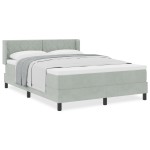 Pat cu saltea Box Spring vidaXL Gri deschis 140x190 cm Catifea