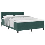 vidaXL Pat cu Saltea cu Arcuri Negru 100x200 cm Catifea Verde închis