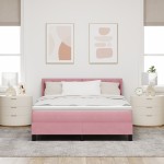 vidaXL Pat cu Saltea cu Arcuri Negru 100x200 cm Catifea cu saltea Roz