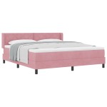 vidaXL Pat cu Saltea cu Arcuri Negru 100x200 cm Catifea cu saltea Roz