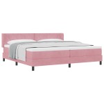 vidaXL Pat cu Saltea cu Arcuri Negru 100x200 cm Catifea cu saltea Roz