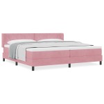 vidaXL Pat cu Saltea cu Arcuri Negru 100x200 cm Catifea cu saltea Roz