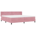 vidaXL Pat cu Saltea cu Arcuri Negru 100x200 cm Catifea cu saltea Roz