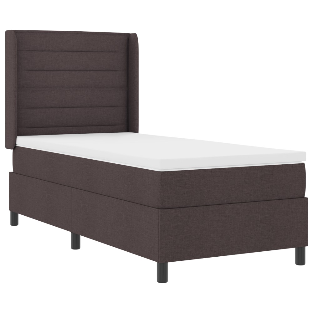 vidaXL Pat cu arcuri cu saltea Maro închis 90 x 200 cm țesătură