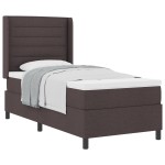 vidaXL Pat cu arcuri cu saltea Maro închis 90 x 200 cm țesătură vidaXL Pat cu arcuri cu saltea Maro închis 90 x 200 cm țesătură