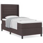 vidaXL Pat cu arcuri cu saltea Maro închis 90 x 200 cm țesătură vidaXL Pat cu arcuri cu saltea Maro închis 90 x 200 cm țesătură