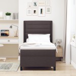 vidaXL Pat cu arcuri cu saltea Maro închis 90 x 200 cm țesătură vidaXL Pat cu arcuri cu saltea Maro închis 90 x 200 cm țesătură
