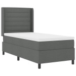 vidaXL Pat cu arcuri cu saltea Gri închis 100 x 200 cm țesătură vidaXL Pat cu arcuri cu saltea Gri închis 100 x 200 cm țesătură