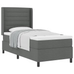 vidaXL Pat cu arcuri cu saltea Gri închis 100 x 200 cm țesătură vidaXL Pat cu arcuri cu saltea Gri închis 100 x 200 cm țesătură