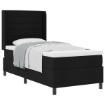 vidaXL Pat cu arcuri cu saltea Negru 100 x 200 cm țesătură vidaXL Pat cu arcuri cu saltea Negru 100 x 200 cm țesătură