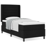 vidaXL Pat cu arcuri cu saltea Negru 100 x 200 cm țesătură vidaXL Pat cu arcuri cu saltea Negru 100 x 200 cm țesătură