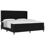 vidaXL Pat cu arcuri cu saltea Negru 200 x 200 cm țesătură vidaXL Pat cu arcuri cu saltea Negru 200 x 200 cm țesătură