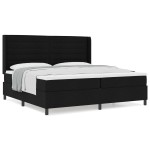 vidaXL Pat cu arcuri cu saltea Negru 200 x 200 cm țesătură vidaXL Pat cu arcuri cu saltea Negru 200 x 200 cm țesătură