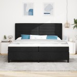 vidaXL Pat cu arcuri cu saltea Negru 200 x 200 cm țesătură vidaXL Pat cu arcuri cu saltea Negru 200 x 200 cm țesătură