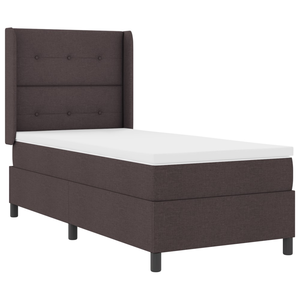 vidaXL Pat cu arcuri cu saltea Maro închis 90 x 200 cm țesătură