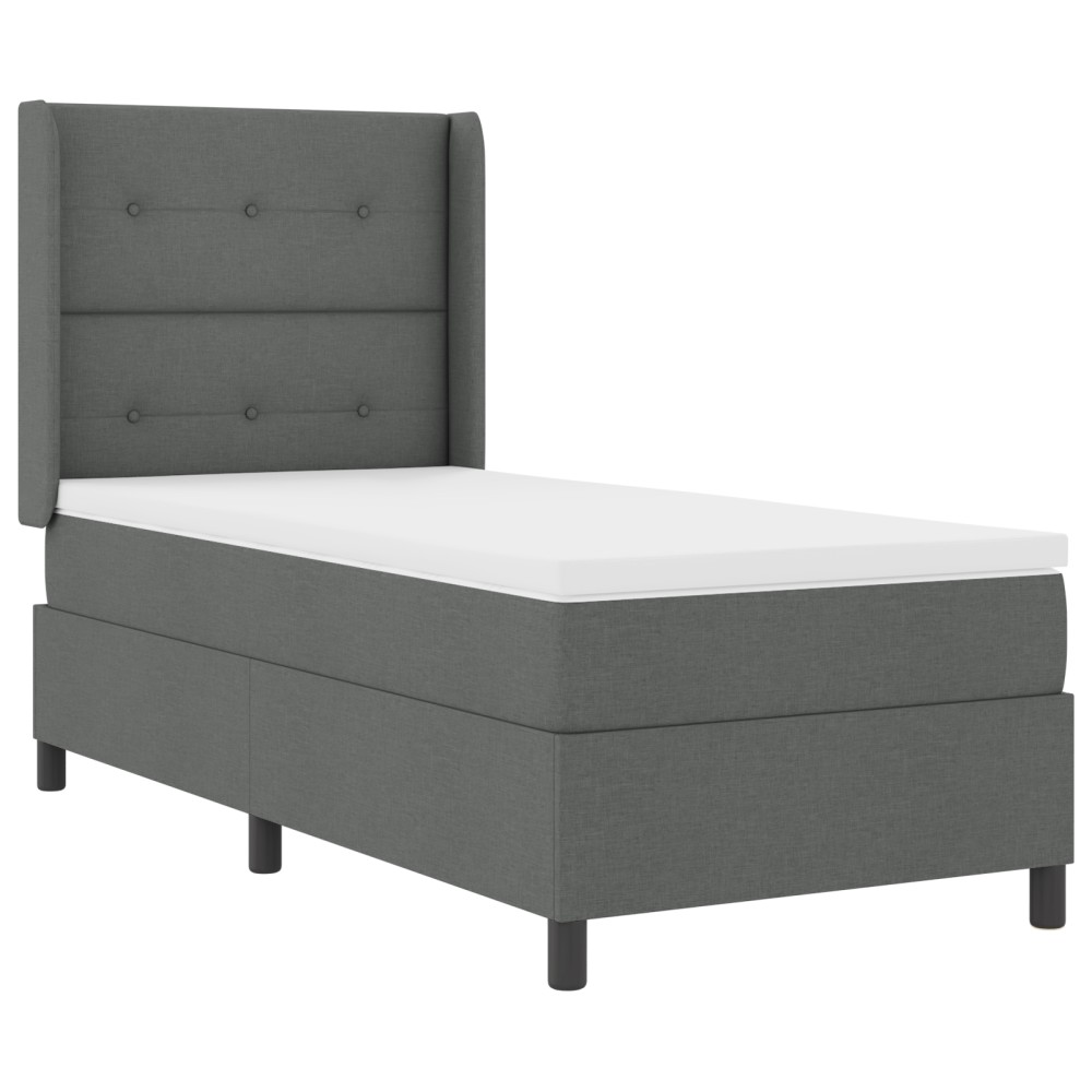 vidaXL Pat cu arcuri cu saltea Gri închis 100 x 200 cm țesătură