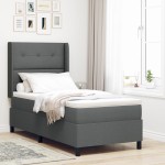 vidaXL Pat cu arcuri cu saltea Gri închis 100 x 200 cm țesătură vidaXL Pat cu arcuri cu saltea Gri închis 100 x 200 cm țesătură