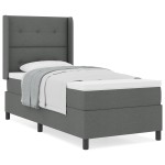 vidaXL Pat cu arcuri cu saltea Gri închis 100 x 200 cm țesătură vidaXL Pat cu arcuri cu saltea Gri închis 100 x 200 cm țesătură