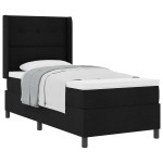 vidaXL Pat cu arcuri cu saltea Negru 100 x 200 cm țesătură vidaXL Pat cu arcuri cu saltea Negru 100 x 200 cm țesătură