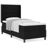 vidaXL Pat cu arcuri cu saltea Negru 100 x 200 cm țesătură vidaXL Pat cu arcuri cu saltea Negru 100 x 200 cm țesătură