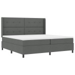 vidaXL Pat cu arcuri cu saltea Gri închis 200 x 200 cm țesătură vidaXL Pat cu arcuri cu saltea Gri închis 200 x 200 cm țesătură