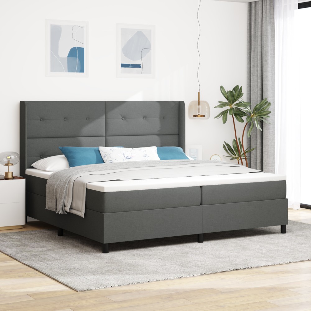 vidaXL Cadru de pat box cu saltea Gri Închis 200x200 cm