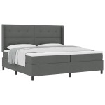 vidaXL Pat cu arcuri cu saltea Gri închis 200 x 200 cm țesătură vidaXL Pat cu arcuri cu saltea Gri închis 200 x 200 cm țesătură