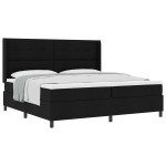vidaXL Pat cu arcuri cu saltea Negru 200 x 200 cm țesătură