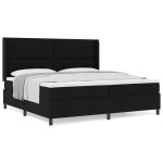 vidaXL Pat cu arcuri cu saltea Negru 200 x 200 cm țesătură