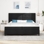 vidaXL Pat cu arcuri cu saltea Negru 200 x 200 cm țesătură