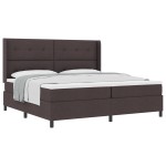 vidaXL Pat cu arcuri cu saltea Maro închis 200 x 200 cm țesătură vidaXL Pat cu arcuri cu saltea Maro închis 200 x 200 cm țesătură
