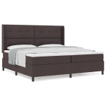 vidaXL Pat cu arcuri cu saltea Maro închis 200 x 200 cm țesătură vidaXL Pat cu arcuri cu saltea Maro închis 200 x 200 cm țesătură