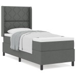 vidaXL Pat cu arcuri cu saltea Gri închis 80 x 200 cm țesătură vidaXL Pat cu arcuri cu saltea Gri închis 80 x 200 cm țesătură