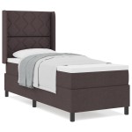 vidaXL Pat cu arcuri cu saltea Maro închis 80 x 200 cm țesătură vidaXL Pat cu arcuri cu saltea Maro închis 80 x 200 cm țesătură