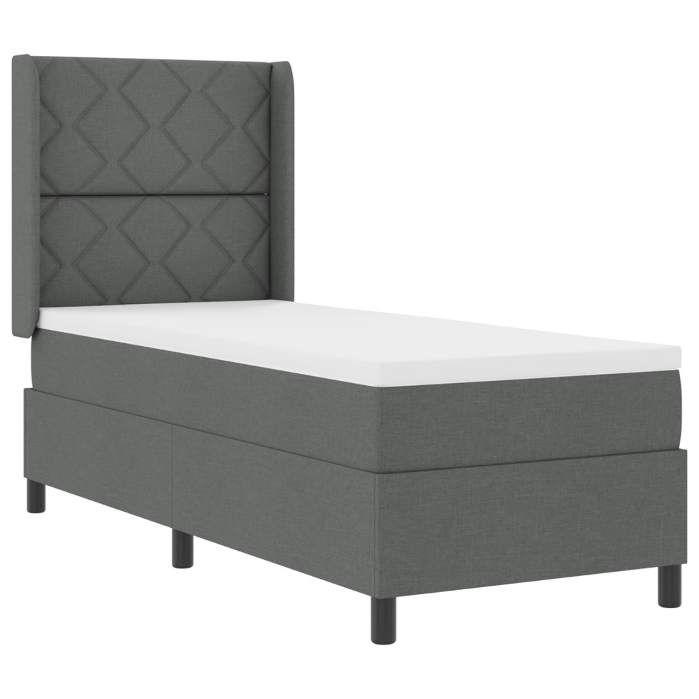 vidaXL Pat cu arcuri cu saltea Gri închis 90 x 190 cm țesătură