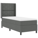 vidaXL Pat cu arcuri cu saltea Gri închis 90 x 190 cm țesătură vidaXL Pat cu arcuri cu saltea Gri închis 90 x 190 cm țesătură
