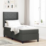 vidaXL Pat cu arcuri cu saltea Gri închis 90 x 190 cm țesătură vidaXL Pat cu arcuri cu saltea Gri închis 90 x 190 cm țesătură