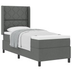 vidaXL Pat cu arcuri cu saltea Gri închis 90 x 190 cm țesătură vidaXL Pat cu arcuri cu saltea Gri închis 90 x 190 cm țesătură