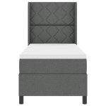 vidaXL Pat cu arcuri cu saltea Gri închis 90 x 190 cm țesătură vidaXL Pat cu arcuri cu saltea Gri închis 90 x 190 cm țesătură
